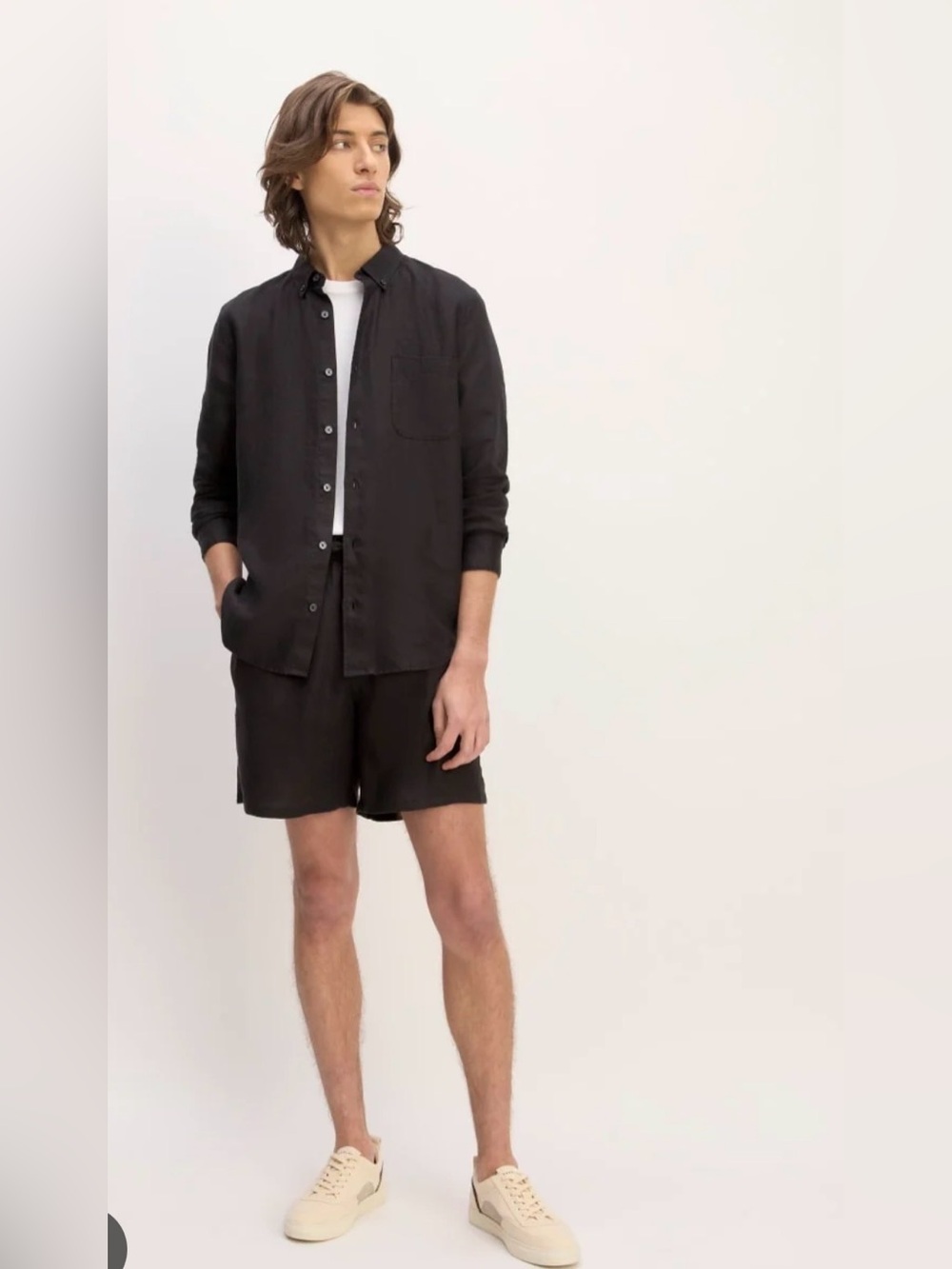 Everlane 100% Linen Button Down Shirt Washed Black , Large